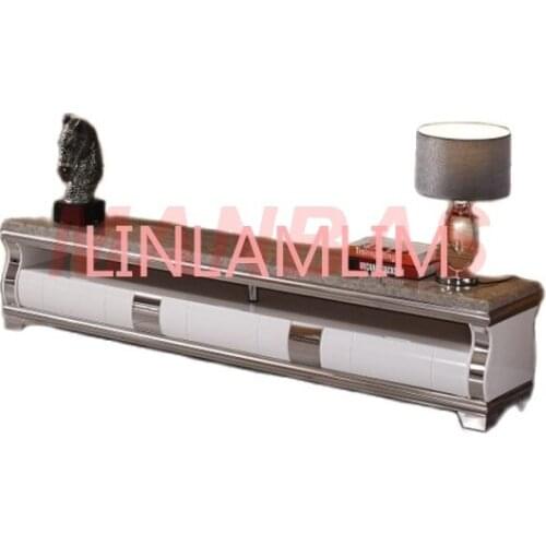 Natural marble Stainless steel TV Stand modern Living Room Home Furniture tv led monitor stand mueble tv cabinet mesa tv table