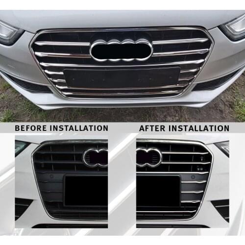 12PCS Front Bumper Middle Grill Grids Trim Strips Car Styling Exterior Accessories Sticker For Audi A4 B8 2013-2015