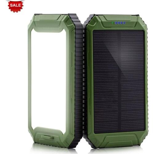 PowerGreen Rechargeable Mono Solar Charger 10000mAh 5V Power Bank USB Solar Panel Charger External Battery