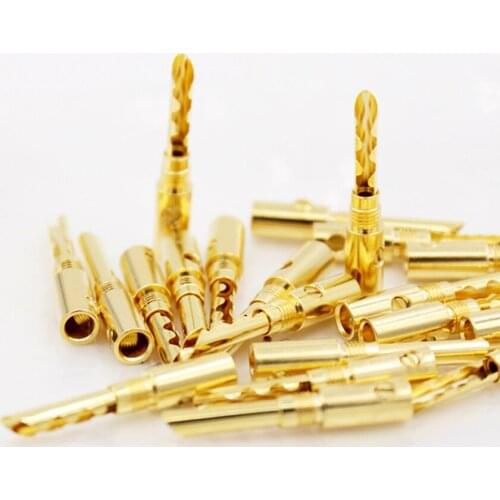 12pcs 24K Gold Plated Copper BFA Male Speaker Connector 4mm Banana Plug for diy Speaker cable