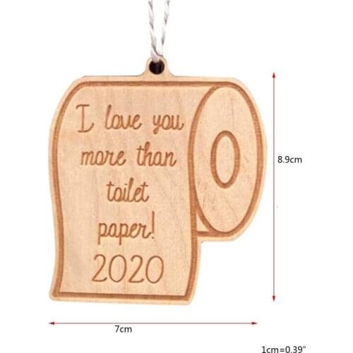 Christmas Quarantine Wooden Ornament Toilet Paper Crisis Hanging Pendant Decor F1CC