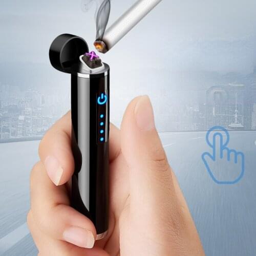 Touch Induction USB Charging Cigarette Lighter Personality Cylindrical Arc Windproof Lighter Convenient and Fast Gadgets for Men
