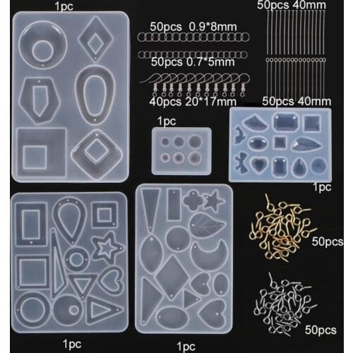 Mixed DIY Crystal Epoxy Mold Earrings Pendant Jewelry Silicone Mold Set Clay Resin Jewelry Casting Molds for Jewelry making DIY