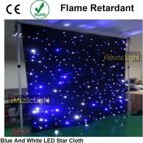 LED Star Cloth 2m x 4m Blue+White leds DMXController LED curtain fabric High brightness quality color star backdrop
