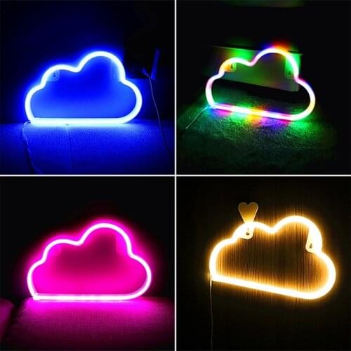 LED Neon Light Cloud Shape Wall Art Sign Hanging Neon Night Lamp for Home Party Background Bedroom Decor Kids Gifts USB Powered
