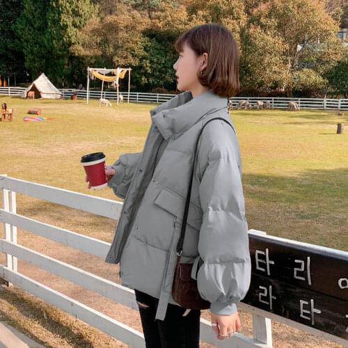 2021 Thicken Short Down Padded Jacket Loose Korean Plus Size Winter Coats Autumn Female Stand Fashion Clothing Roupas Femeninas