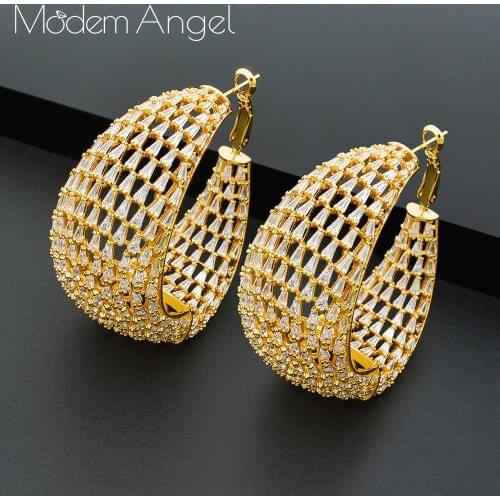 ModemAngel New Fashion Iregular Geometry Trendy Stud Earrings For Women Cubic Zirconia DUBAI Stud Earring boucle d'oreille femme