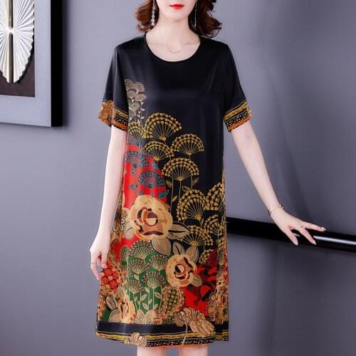 2021 Silk Dress Printed Commuter Skirt Summer Womens Tight-Fitting Party Vestidos 5XL Plus Size Fashion High-end Long Skirt