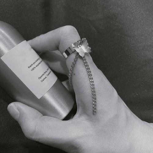 Butterfly Chain Rings Open Adjustable Ring Free size Alloy Punk Cross Vintage Hip Hop Multi-layer Rings for Women Girls Gift