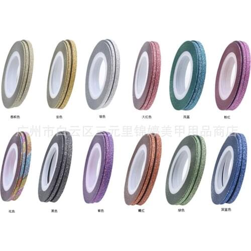5Pcs/Sell 1mm Glitter Nail Striping Line Tape Nail Art Tips False Coffin Nails Art Tips Shape Full Cover Manicure Fake Nail Tips