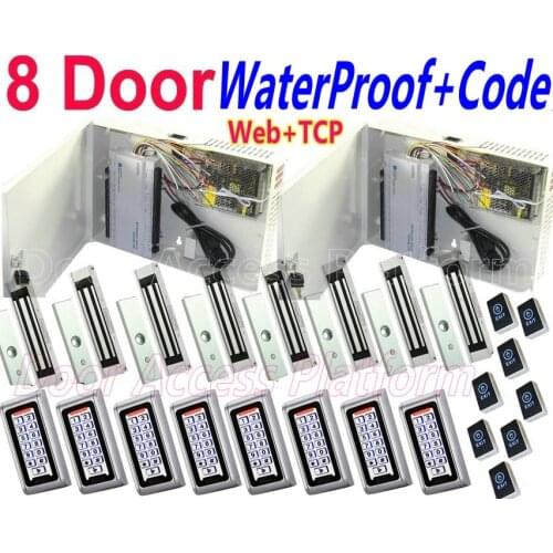 8 OutDoor Waterproof access reader PSU Power kit+Access Controller pcb board Web IP Interface IP Control+Magnetic lock+Software