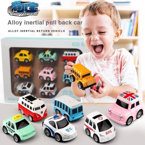 8 Styles Mini Engineering Car taxi school bus ambulance bus police Toy Alloy Car Children Toys Combined vehicle gift