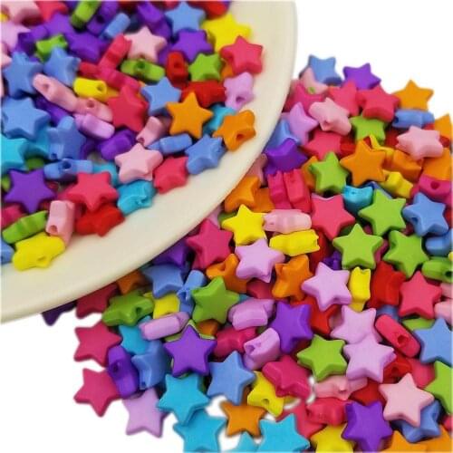 50Pcs 9mm Star Shape Acrylic Loose Beads DIY Jewelry Accessories Findings Necklace Bracelet Pendant Candy Color