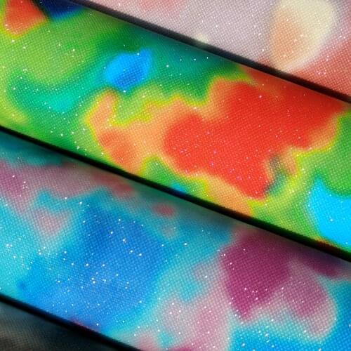 David accessories 20*33cm Glitter Rainbow Faux Synthetic Leather Fabric for Bows Bags Wallte DIY in Craft,1Yc14045