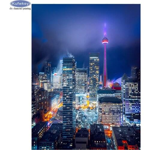 Full Square Diamond round DIY Diamond Painting Modern City Building landscape Embroidery Cross Stitch kit diamond Mosaic Sticker