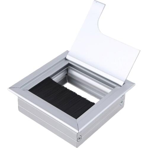 Aluminium Square Rectangle Desk Computer Wire Cable Outlet Insert Hole Cover Table Grommet Office Table Computer Desk Kits