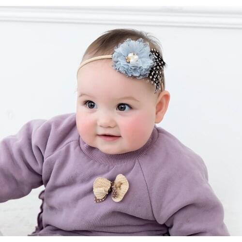 3PCS Baby Girls Flower Headband with Pearl Set Infant Bowknot Lovely Headwear Gift Children Kids Princess Band Hair Accessories