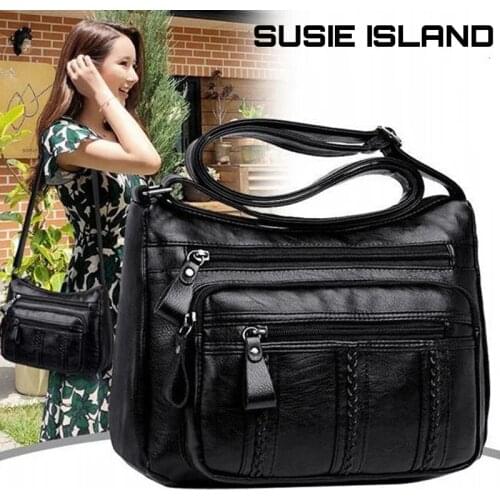 Designer Women Crossbody Bag Soft Pu Leather Shoulder Bag Good Quality Messenger Bag Small Size Purse Ladies Handbags Black Flap