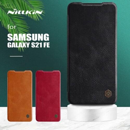 For Samsung Galaxy S21 FE Case Nillkin Qin Luxury Flip Leather Case Card Slot Back Cover for Samsung S21 FE Fan Edition Case