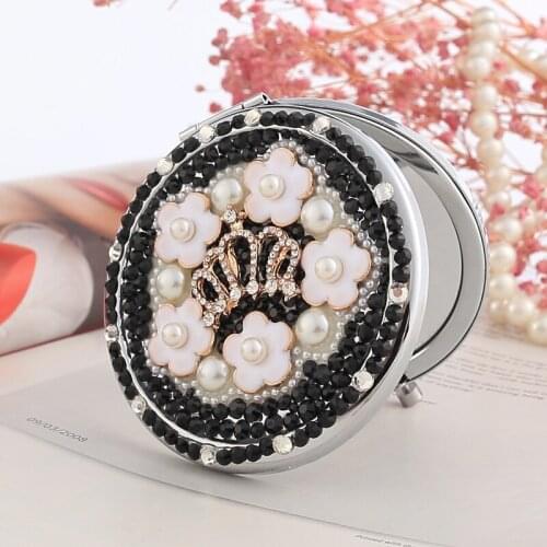 Engrave words free,bling rhinestone Mini Beauty pocket makeup compact mirror makeup,crown flower,wedding party bridesmaid gifts
