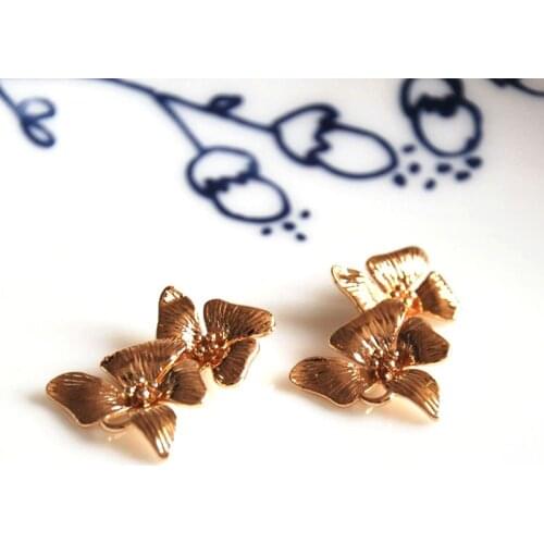 5 pcs/lot gold color flower charms golden pendants DIY materials bracelet necklace earrings jewelry making craft handmade