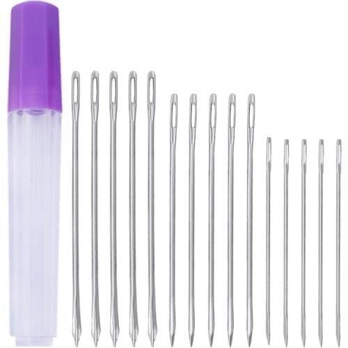 15pcs/set 3 size 5.8/7.0/7.5cm handmade leather stitching sewing needle stainless steel needle for Leather Bag Sewing
