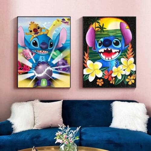 Disney Art Cute Stitch Cartoon Animal Canvas Paintings Cartoon Anime Posters and Prints Wall Art Pictures for Living Home Decor