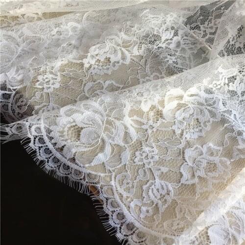 LASUI 1.5m/3m=1 piece Beautiful Eyelash French lace fabric black /white DIY costume Wedding dress accessories C0197