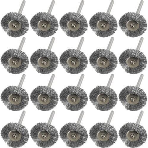 Stainless Steel Wire Wheel Brush Set 20pcs 3.0mm Shank Polishing Brush For Dremel Rotary Tools