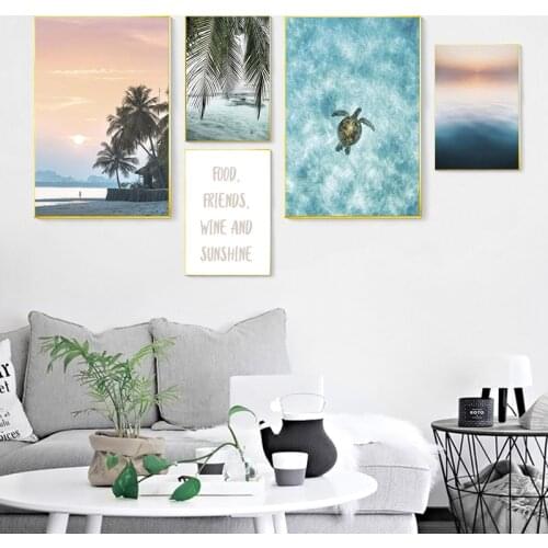Nordic Sea View Green Plant Landscape Picture Canvas Painting Modern Style HomeDecor Bedroom LivingRoom Wall Art Painting Poster