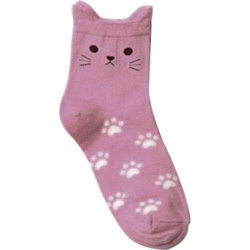 Cat Footprints Socks Cute Cartoon Sexy Korean Womens Fashion Cotton Tube Socks JL