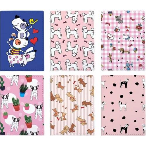 New Travel Accessories Lovely Pink Dogs Passport Holder PU Leather Travel Passport Cover Case High Quality Card ID Holders