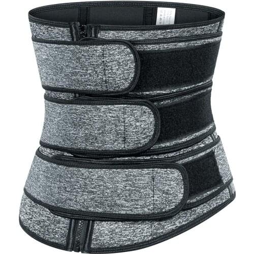 New Womens Neoprene Sauna Shapewear Waist Trainer Zipper Three Belt Sauna Sweat Workout Weight Loss Body Shaper Slimming Corset