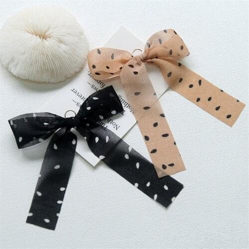 New style 50pcs/lot cartoon bow shape Chiffon dot print Bowknot diy jewelry earring/garment/hair accessory