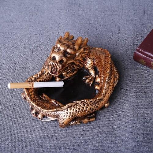 Chinese Golden carp Fenglong resin ashtray ornament luxury home desktop decoration crafts personalized gift for Fathers Day