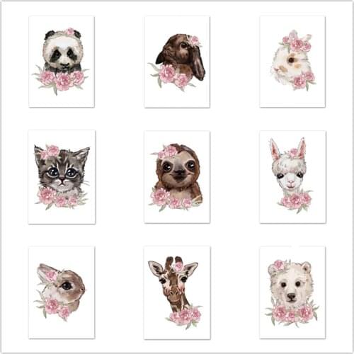 Full Diamond Painting Cartoon Animal Llama Tiger Sloth Panda Polar Bear Nordic Art Wall Baby Kids Room Decoration Gift