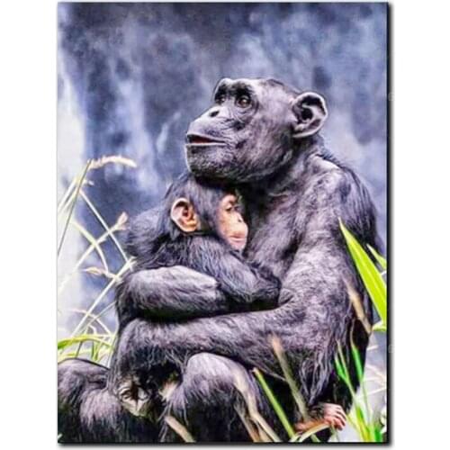 Full Square Round Drill 5D Diy Diamond Painting orangutan maternal love Pictures of Rhinestone Embroidery Cross StitchZP-2636