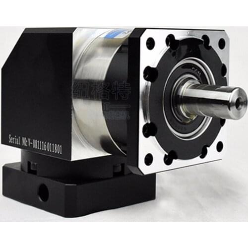 Right angle 90 degree planetary gearbox reducer 12 arcmin ratio 15:1 to 100:1 for 130mm AC servo motor input shaft 22mm