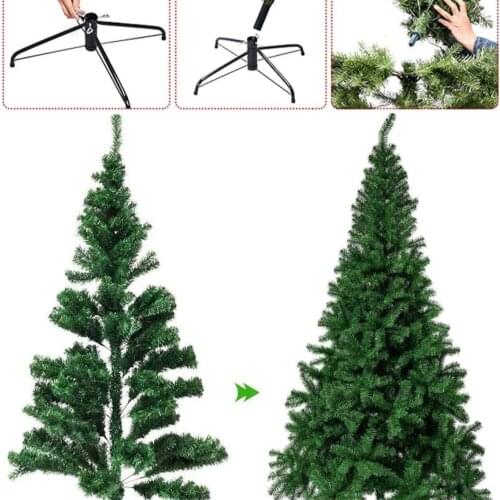 Christmas Tree for Home, Office, Party Decoration with， Easy Assembly, Metal Hinges & Folding Base -green（180cm