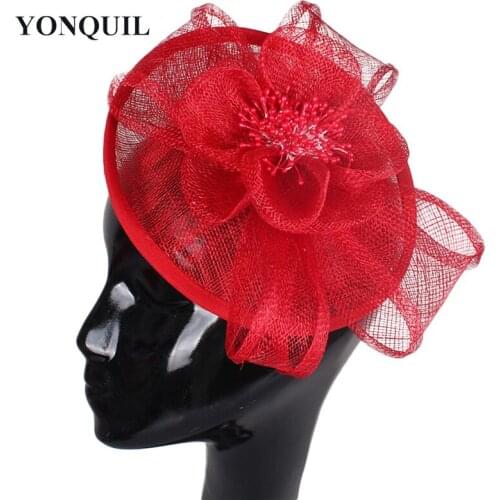 New Sinamay Hat Fascinator Hair Accessories for Wedding 17 Colors Turquoise Blue Black Gold Purple Red Royal Blue Millinery Hats