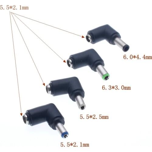 6.0x4.4 6.0x3.0 5.5x2.5 5.5x2.1mm Male DC Power Plug Connector Angle 90 degree L Shaped plastic Plugs