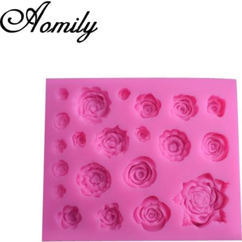 Aomily 21 Holes Rose Flower Patten Cake Silicone Molds Fondant Cake Decorating Tools pastry Chocolate Mold Baking Tool for Cakes