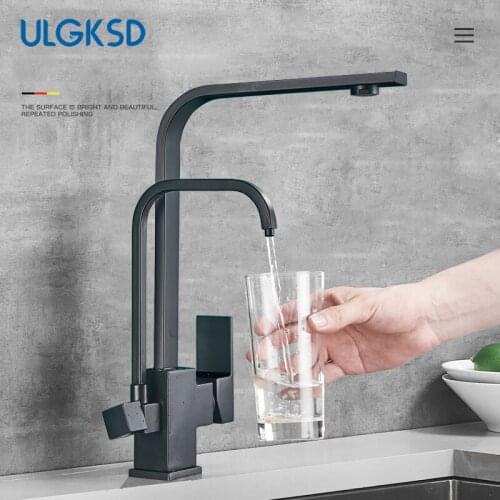 Purification Kitchen Faucets Dual Handle Hot Cold Water Mixer Tap Rotation Faucet Deck Mount Mixer Taps Drinking Water Tap Crane