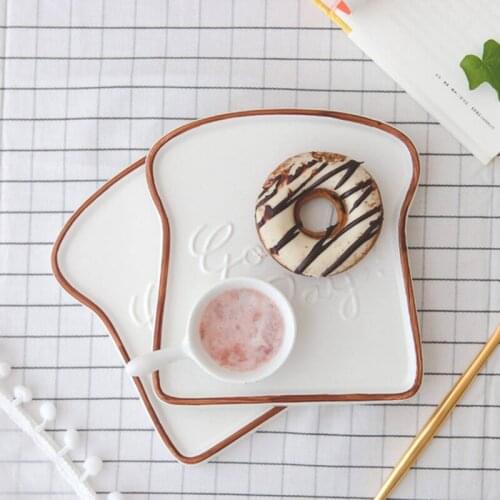 Cream Breakfast Plate Toast Shape Food Bread Dessert Tray Steak Cake Fruit Dish for Wedding Household Kitchen AccessoryTableware