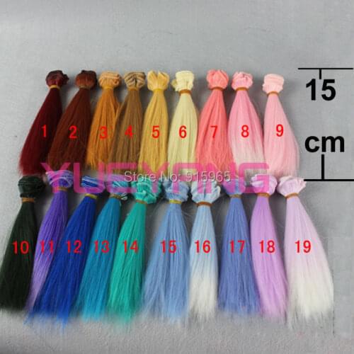 10 pieces/lot 15cm*100CM brown flaxen coffe black pink yellow fluorescence color Hair welf fringe wig hair for 1/3 1/4 BJD diy