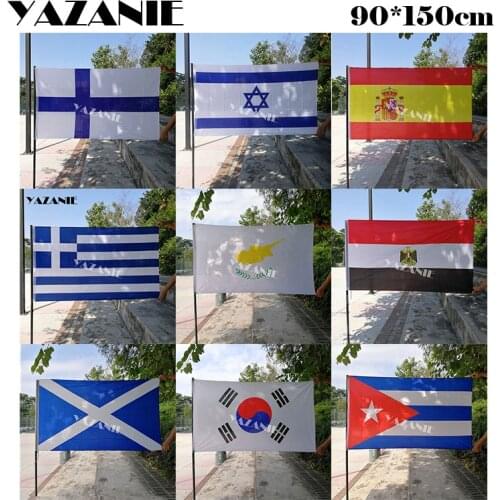 YAZANIE 90x150cm Finland Israel Spain Spanish Greek Cyprus Egypt Scotland South Korea Cuba Polyester Printed Flags and Banners