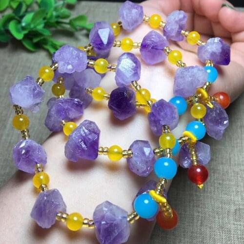 Natural Amethysts Gem Stone Beads Strand Bracelets With fox color Fitting Women Jewelry Love Gifts