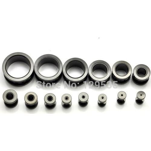 1.4 1.8 2 2.5 3 4 5 6 8 10 12 14 16 18mm Black White Pulley titanium steel Punk Men pierced earrings Hollow ear expander