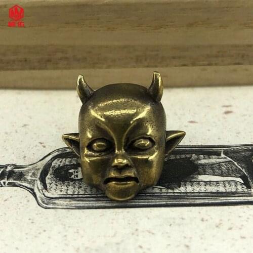 1PCS EDC Brass Hell Little Devil Knife Bead Outdoor Survival Paracord Bead Flashlight Pendant