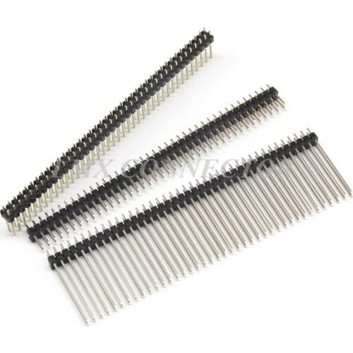 20pcs 2.54mm Male Pin Header Connector 2x40P Double Row Straight Needle L11.4/13/14/15/17/19/21/23/25/30 Copper Gold Plated